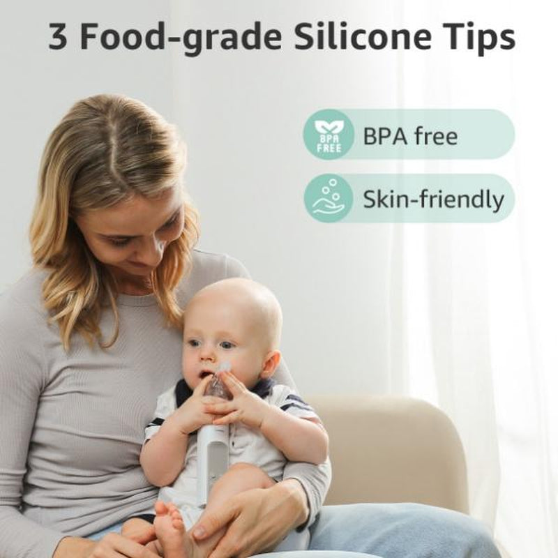 Nasal Aspirator for Baby, Electric Nose Aspirator for Toddler, Baby Nose Sucker, Automatic Nose Cleaner with 3 Silicone Tips, Adjustable Suction Level, Music and Light Soothing Function