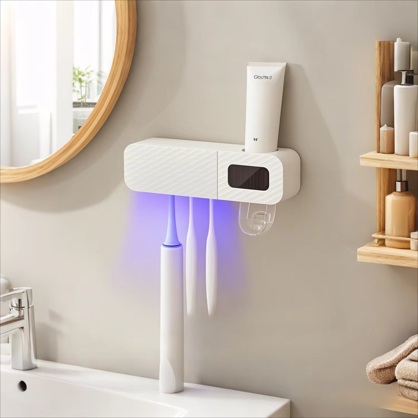 Toothbrush Holder Wall Mounted Automatic Toothpaste Squeezer Storage Rack Bathroom Accessories Toothpaste Dispenser