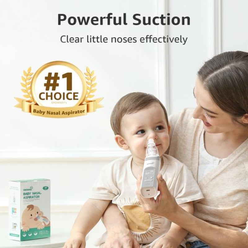 Nasal Aspirator for Baby, Electric Nose Aspirator for Toddler, Baby Nose Sucker, Automatic Nose Cleaner with 3 Silicone Tips, Adjustable Suction Level, Music and Light Soothing Function