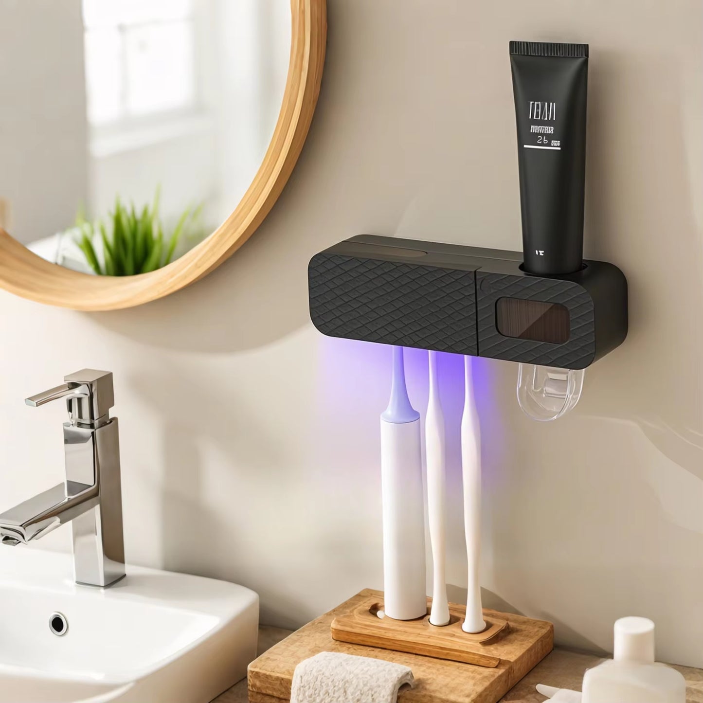 Toothbrush Holder Wall Mounted Automatic Toothpaste Squeezer Storage Rack Bathroom Accessories Toothpaste Dispenser