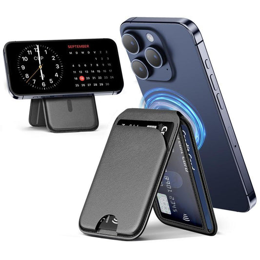 Mag-Safe Wallet Magnetic Wallet for Iphone Lightweight Magnetic Phone Wallet Stand Adjustable Leather Magnetic Card Holder for Iphone 16/15/14/13/12 Series, Not for Iphone 13/12 Mini