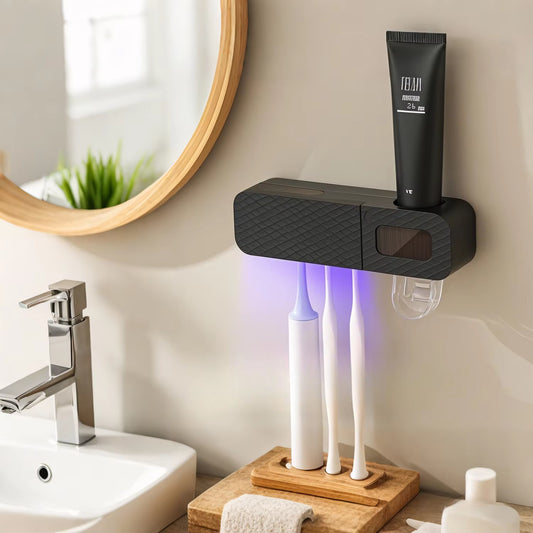 Toothbrush Holder Wall Mounted Automatic Toothpaste Squeezer Storage Rack Bathroom Accessories Toothpaste Dispenser